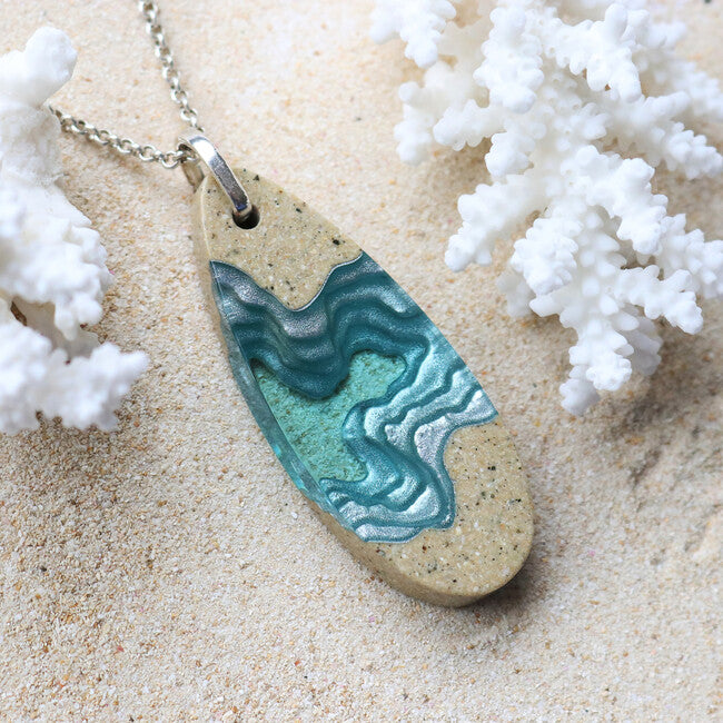 Unique Handmade Fjord Pendent Necklace - Aqua Collection